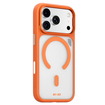 Funda MagSafe para Apple iPhone 18 Pro / 17 Pro, Blueo, soporte con disipación del calor, naranja transparente satinada