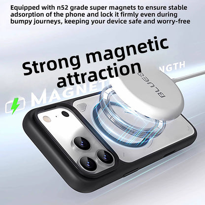 Funda MagSafe para Apple iPhone 18 Pro / 17 Pro, Blueo, soporte con disipación del calor, naranja transparente satinada