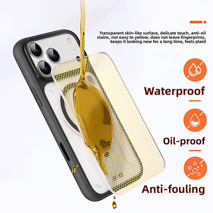 Funda MagSafe para Apple iPhone 18 Pro / 17 Pro, Blueo, soporte con disipación del calor, naranja transparente satinada