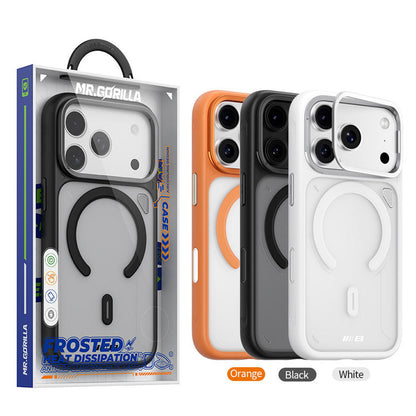 Funda MagSafe para Apple iPhone 18 Pro / 17 Pro, Blueo, soporte con disipación del calor, naranja transparente satinada