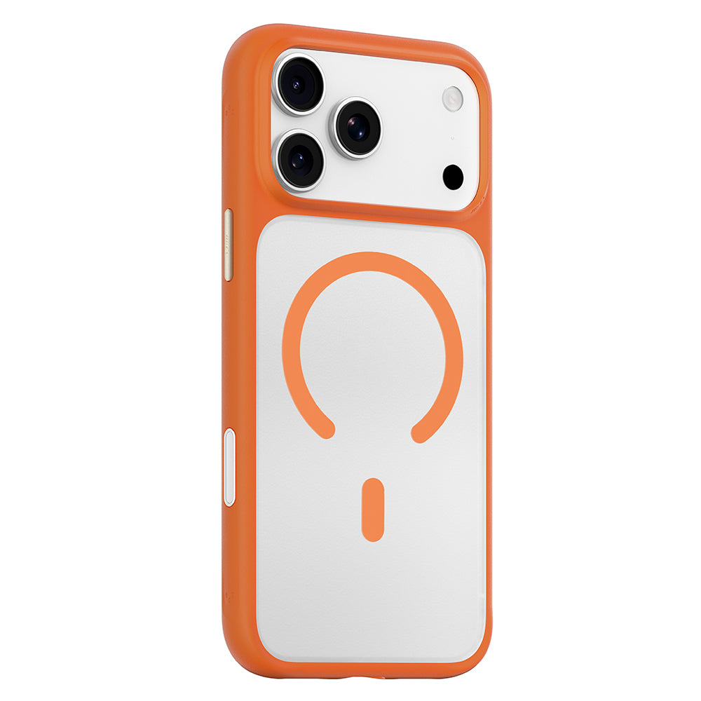 Funda MagSafe para Apple iPhone 18 Pro / 17 Pro, Blueo, respetuosa con la piel y anticaídas, naranja satinada