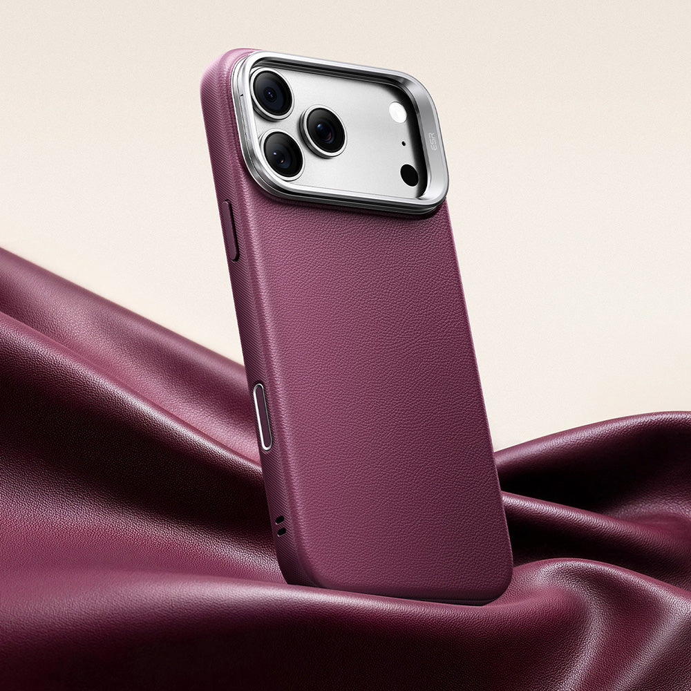 Funda MagSafe para Apple iPhone 18 Pro / 17 Pro, ESR, Atelier con soporte, Burdeos oscuro satinado