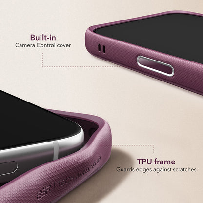 Funda MagSafe para Apple iPhone 18 Pro / 17 Pro, ESR, Atelier con soporte, Burdeos oscuro satinado