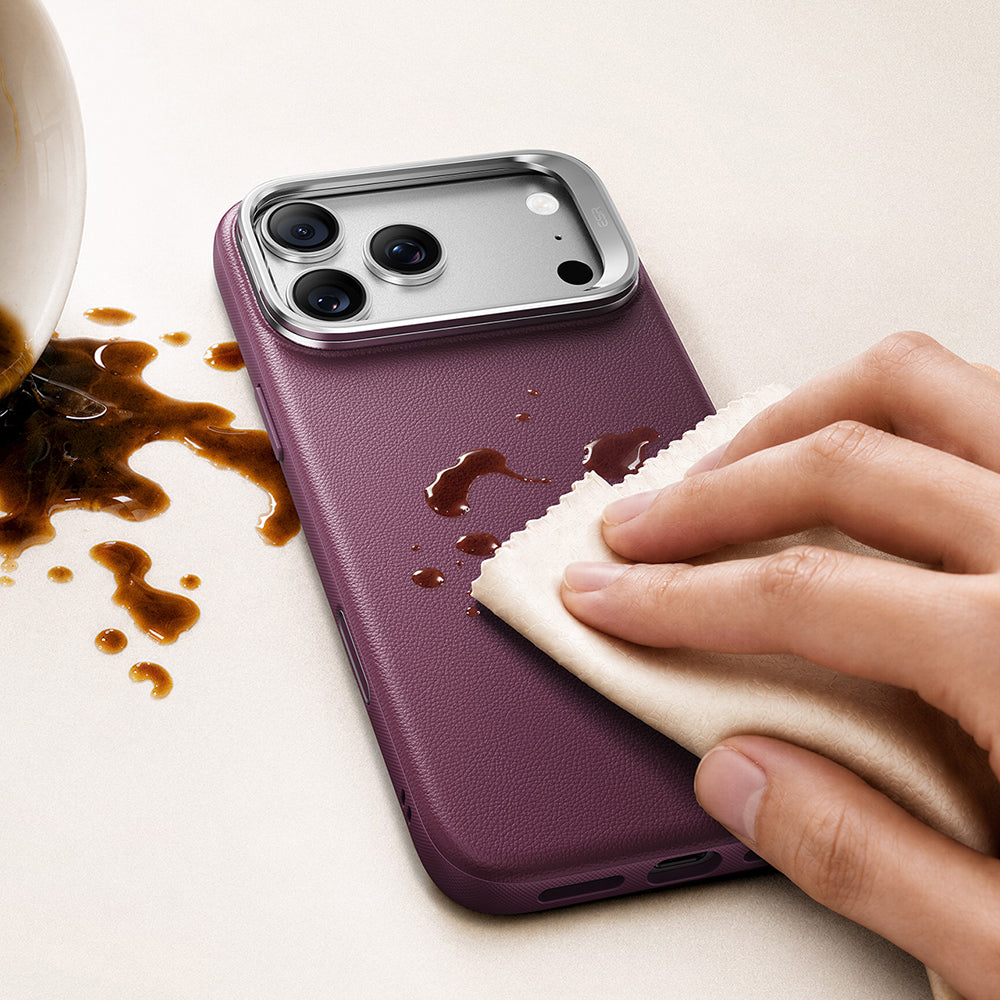 Funda MagSafe para Apple iPhone 18 Pro / 17 Pro, ESR, Atelier con soporte, Burdeos oscuro satinado