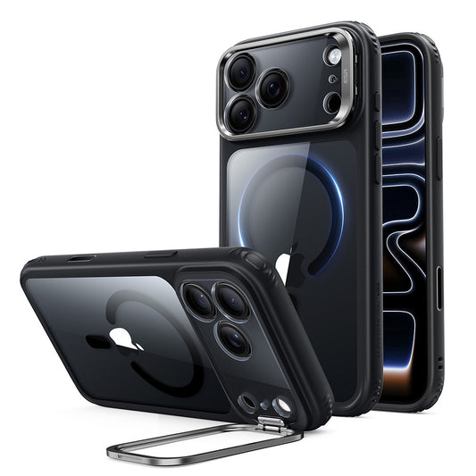 Funda MagSafe para Apple iPhone 18 Pro / 17 Pro, ESR, Classic Hybrid Kickstand, Negra Transparente