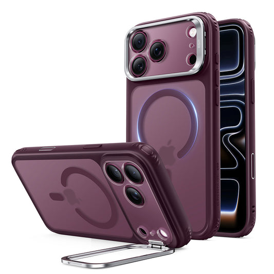 Funda MagSafe para Apple iPhone 18 Pro / 17 Pro, ESR, Classic Hybrid Kickstand, Burdeos Oscuro Satinado