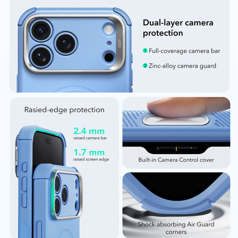 Funda MagSafe para Apple iPhone 18 Pro / 17 Pro, ESR, Cyber Armor Kickstand, Azul