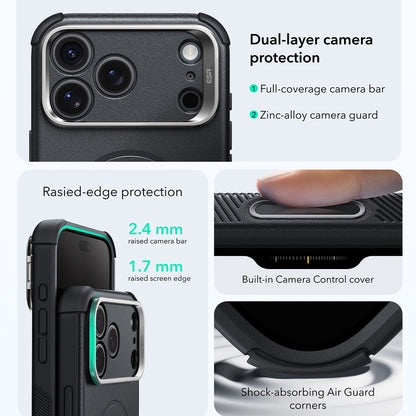 Funda MagSafe para Apple iPhone 18 Pro / 17 Pro, ESR, Cyber Armor Kickstand, Negra