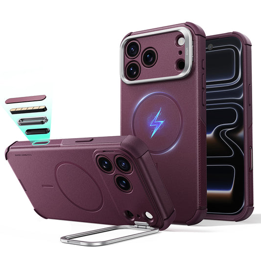 Funda MagSafe para Apple iPhone 18 Pro / 17 Pro, ESR, Cyber Armor Kickstand, Burdeos Oscuro Satinado