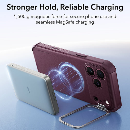 Funda MagSafe para Apple iPhone 18 Pro / 17 Pro, ESR, Cyber Armor Kickstand, Burdeos Oscuro Satinado
