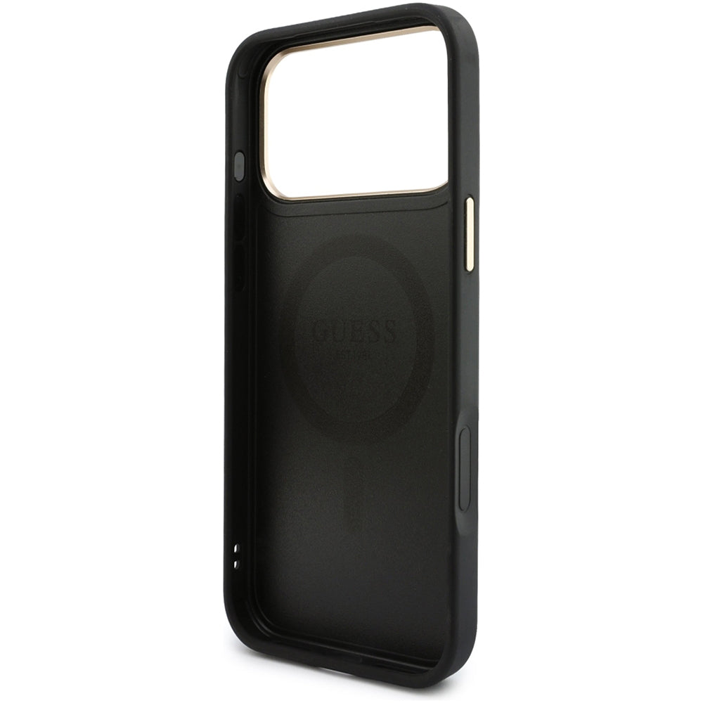 Funda MagSafe para Apple iPhone 18 Pro / 17 Pro, Guess, 4G Cardslot & Big Strap, negra