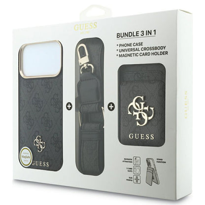 Funda MagSafe para Apple iPhone 18 Pro / 17 Pro, Guess, 4G Cardslot & Big Strap, negra