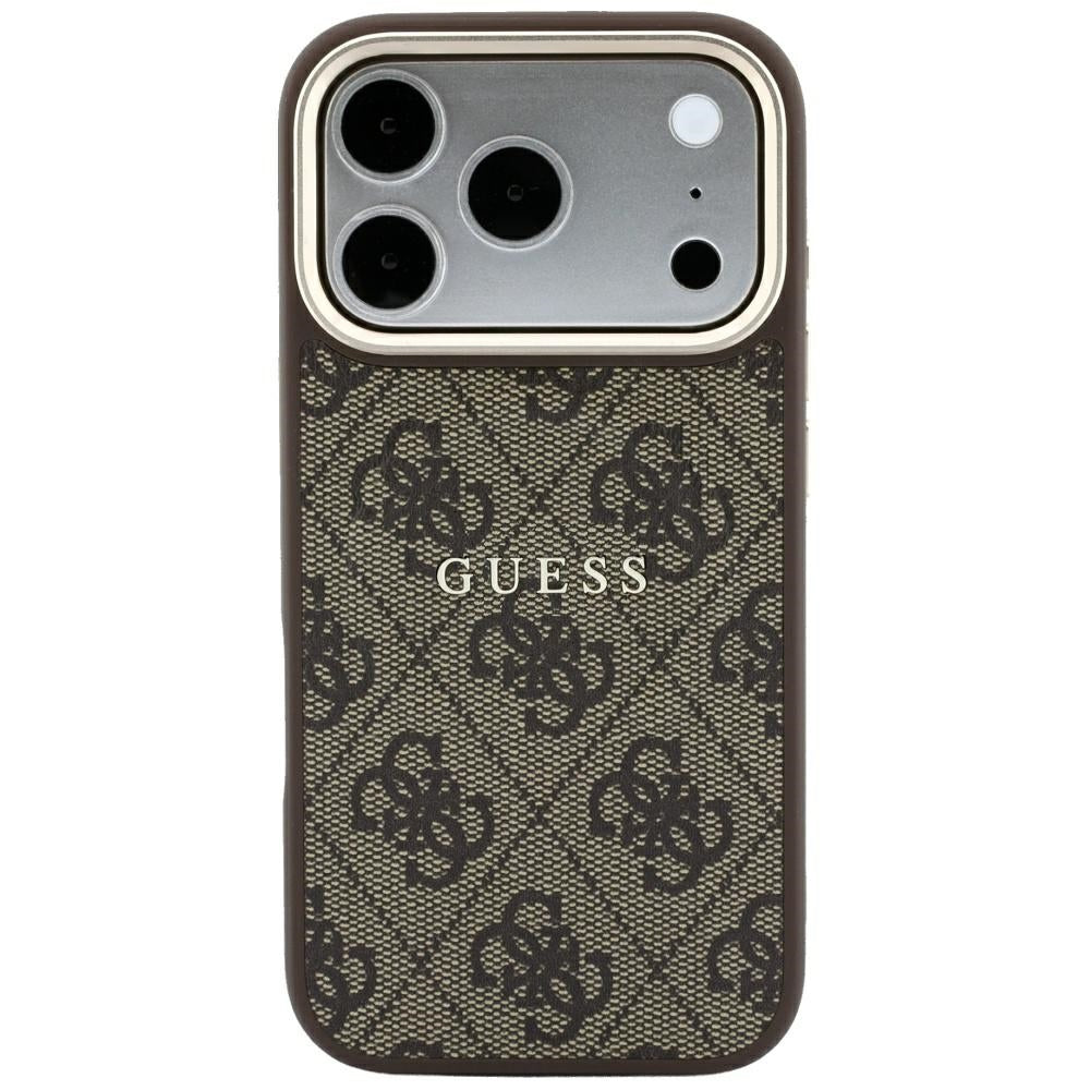 Funda MagSafe para Apple iPhone 18 Pro / 17 Pro, Guess, 4G Embossed Classic, Marrón