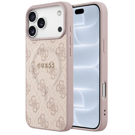 Funda MagSafe para Apple iPhone 18 Pro / 17 Pro, Guess, 4G Embossed Ring Classic Logo, Rosa