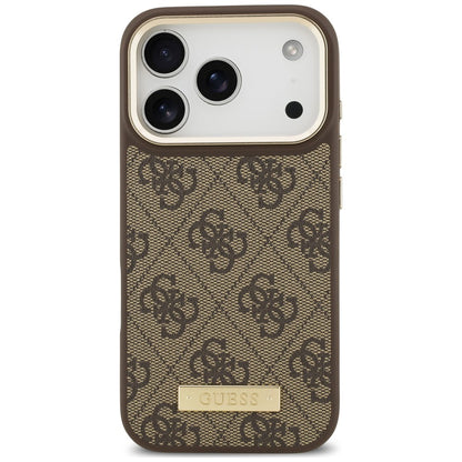 Funda MagSafe para Apple iPhone 18 Pro / 17 Pro, Guess, placa con logotipo 4G, marrón