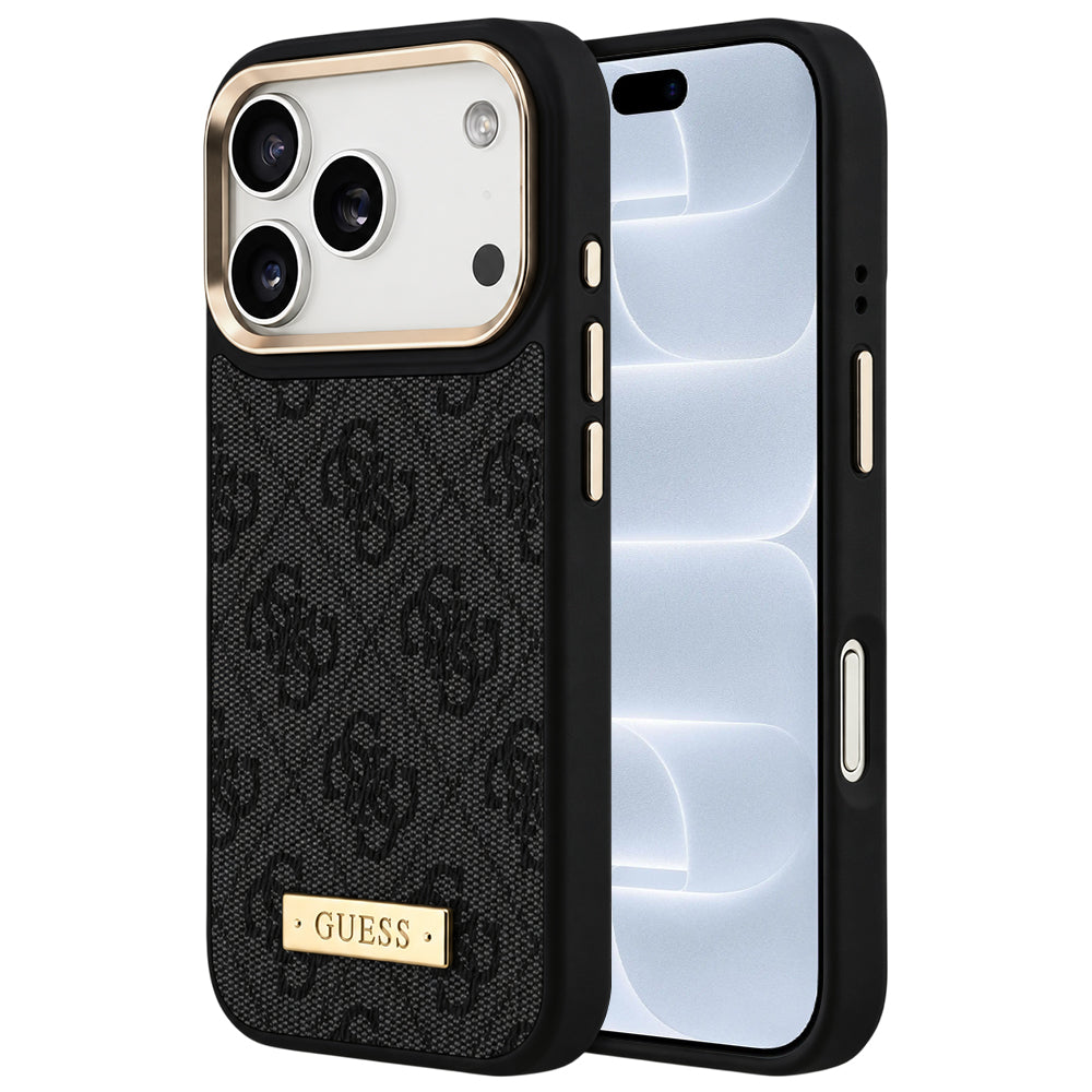 Funda MagSafe para Apple iPhone 18 Pro / 17 Pro, Guess, 4G Logo Plate, negra
