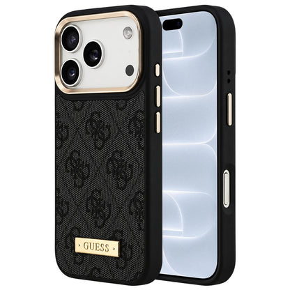 Funda MagSafe para Apple iPhone 18 Pro / 17 Pro, Guess, 4G Logo Plate, negra