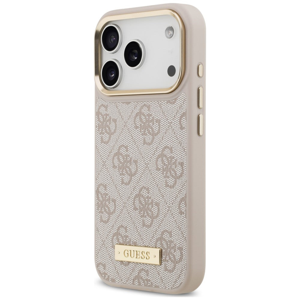 Funda MagSafe para Apple iPhone 18 Pro / 17 Pro, Guess, 4G Logo Plate, Rosa