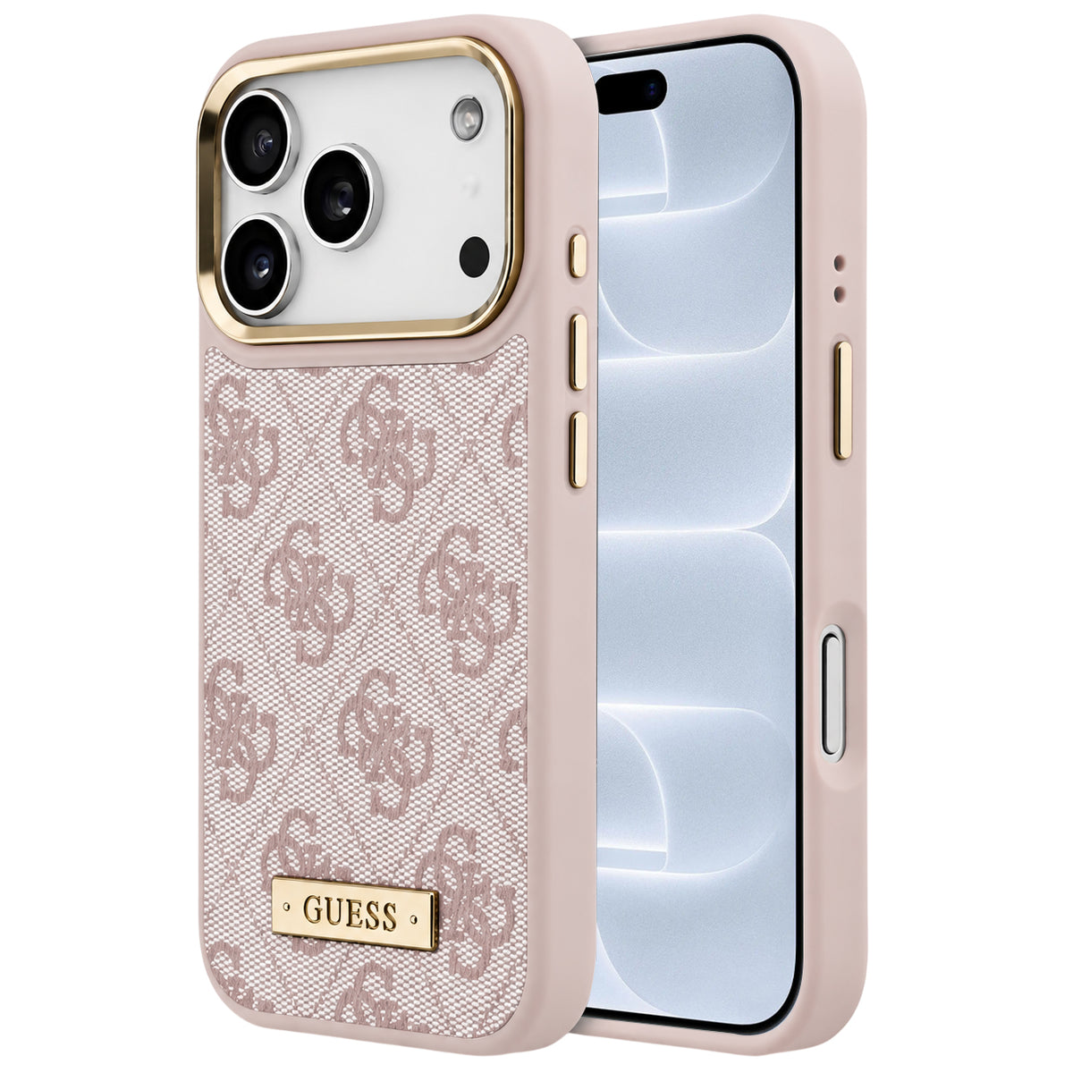 Funda MagSafe para Apple iPhone 18 Pro / 17 Pro, Guess, 4G Logo Plate, Rosa