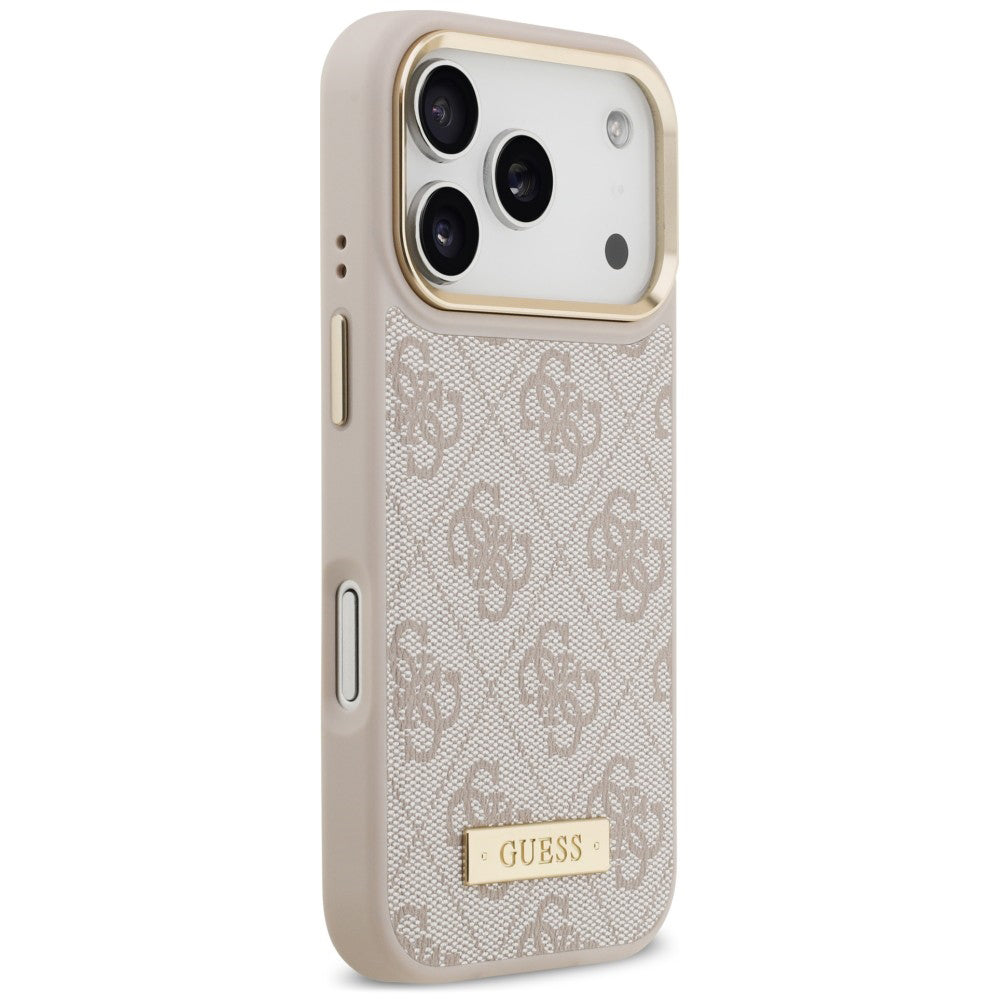 Funda MagSafe para Apple iPhone 18 Pro / 17 Pro, Guess, 4G Logo Plate, Rosa