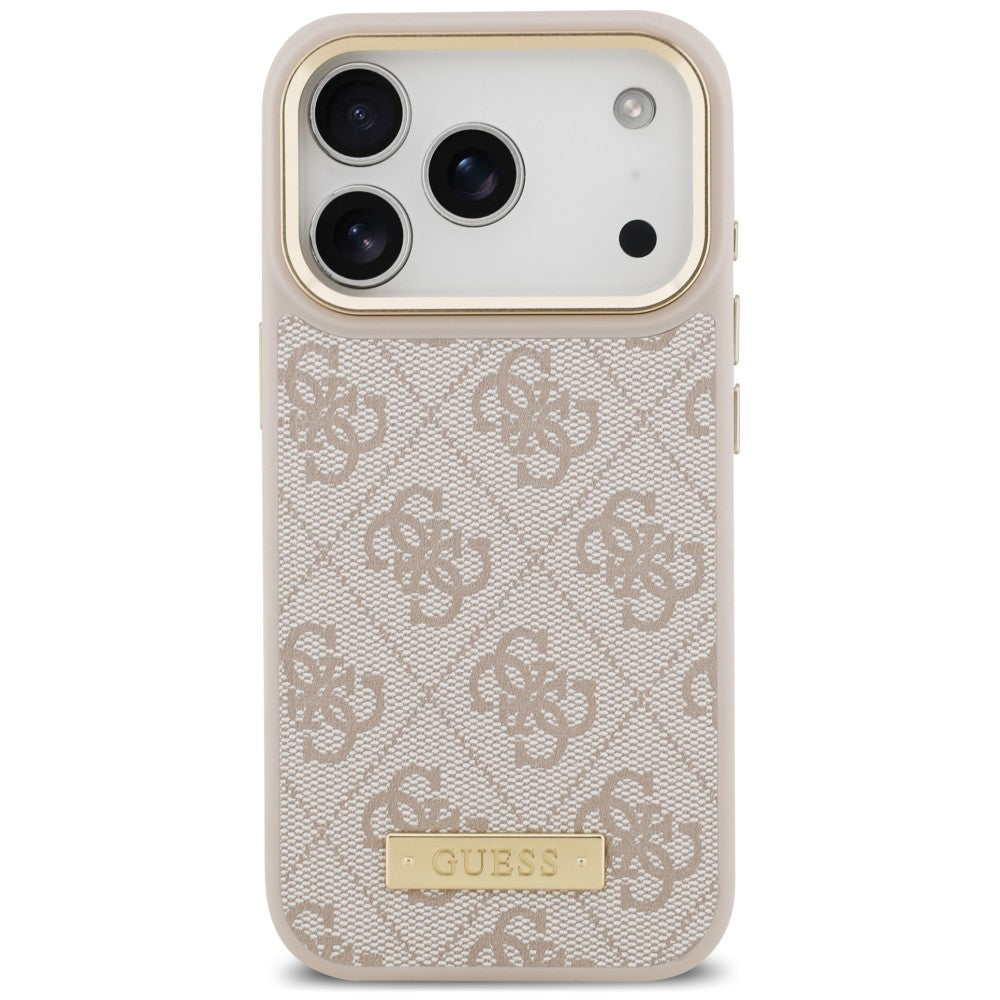 Funda MagSafe para Apple iPhone 18 Pro / 17 Pro, Guess, 4G Logo Plate, Rosa