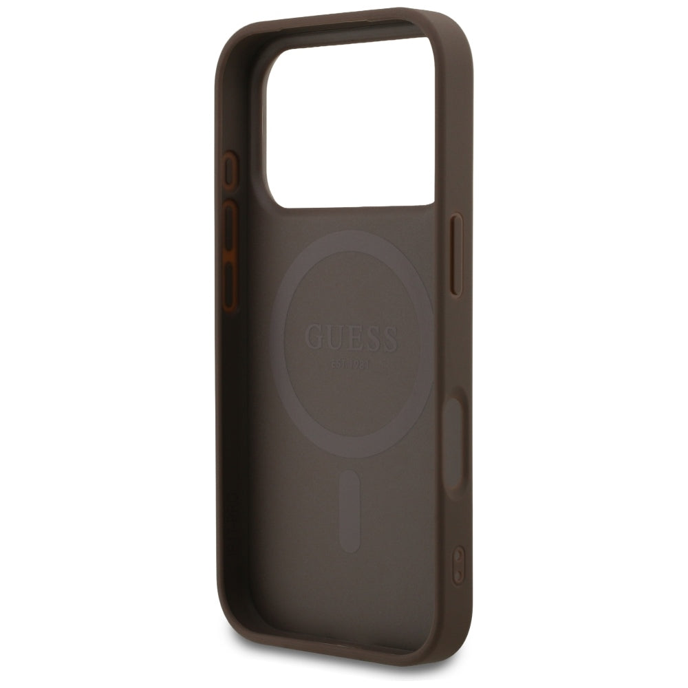 Funda MagSafe para Apple iPhone 18 Pro / 17 Pro, Guess, 4G Small and Classic, Marrón