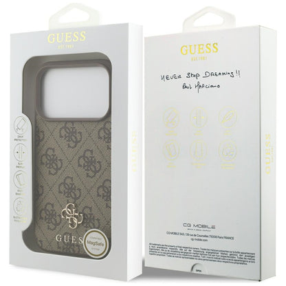 Funda MagSafe para Apple iPhone 18 Pro / 17 Pro, Guess, 4G Small and Classic, Marrón