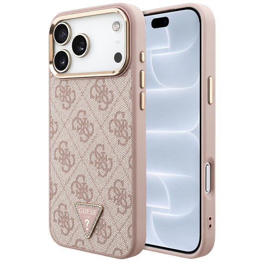 Funda MagSafe para Apple iPhone 18 Pro / 17 Pro, Guess, Logo Triángulo 4G, Rosa Dorado