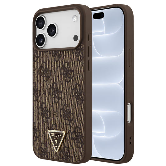 Funda MagSafe para Apple iPhone 18 Pro / 17 Pro, Guess, 4G Triangle Strass, Marrón