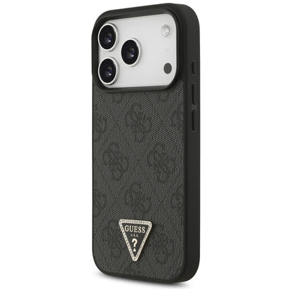 Funda MagSafe para Apple iPhone 18 Pro / 17 Pro, Guess, 4G Triangle Strass, Negra