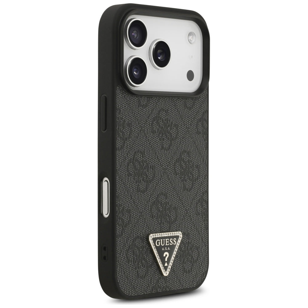 Funda MagSafe para Apple iPhone 18 Pro / 17 Pro, Guess, 4G Triangle Strass, Negra
