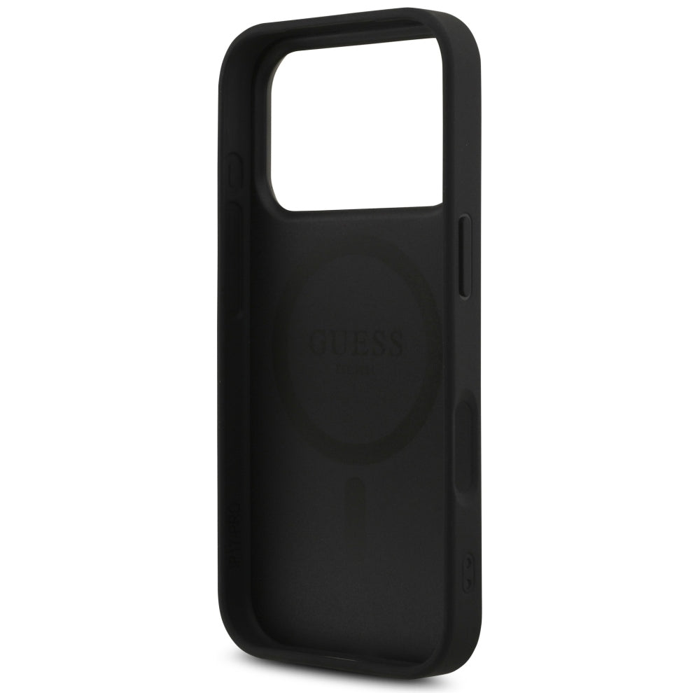 Funda MagSafe para Apple iPhone 18 Pro / 17 Pro, Guess, 4G Triangle Strass, Negra