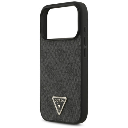 Funda MagSafe para Apple iPhone 18 Pro / 17 Pro, Guess, 4G Triangle Strass, Negra