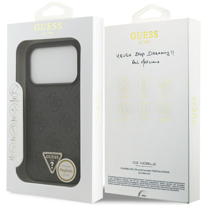 Funda MagSafe para Apple iPhone 18 Pro / 17 Pro, Guess, 4G Triangle Strass, Negra