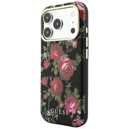 Funda MagSafe para Apple iPhone 18 Pro / 17 Pro, Guess, Blossom Roses Print, negra