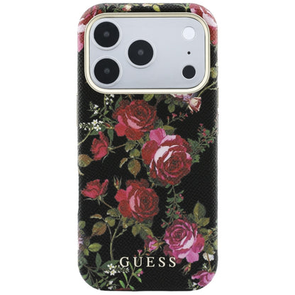 Funda MagSafe para Apple iPhone 18 Pro / 17 Pro, Guess, Blossom Roses Print, negra