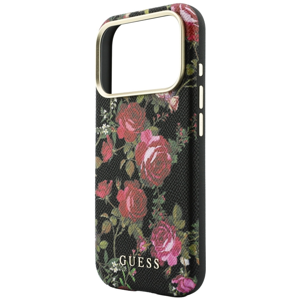 Funda MagSafe para Apple iPhone 18 Pro / 17 Pro, Guess, Blossom Roses Print, negra