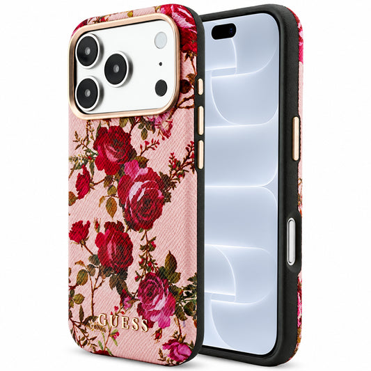 Funda MagSafe para Apple iPhone 18 Pro / 17 Pro, Guess, Blossom Roses Print, Rosa