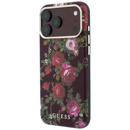 Funda MagSafe para Apple iPhone 18 Pro / 17 Pro, Guess, Blossom Roses Print, color burdeos