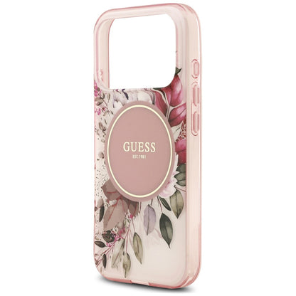 Funda MagSafe para Apple iPhone 18 Pro / 17 Pro, Guess, IML Flower & Tonal Circle, rosa