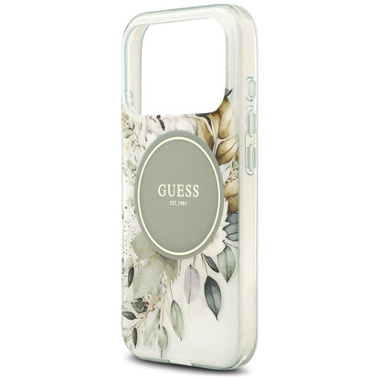 Funda MagSafe para Apple iPhone 18 Pro / 17 Pro, Guess, IML Flower & Tonal Circle, Verde