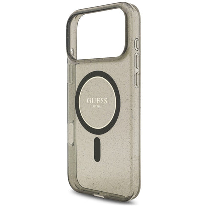 Funda MagSafe para Apple iPhone 18 Pro / 17 Pro, Guess, IML Glitter with Pearl Strap, negra