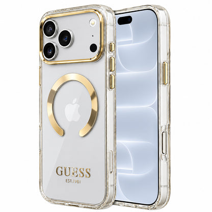 Funda MagSafe para Apple iPhone 18 Pro / 17 Pro, Guess, Contorno Metálico, Dorada