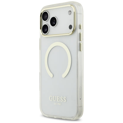 Funda MagSafe para Apple iPhone 18 Pro / 17 Pro, Guess, Contorno Metálico, Dorada