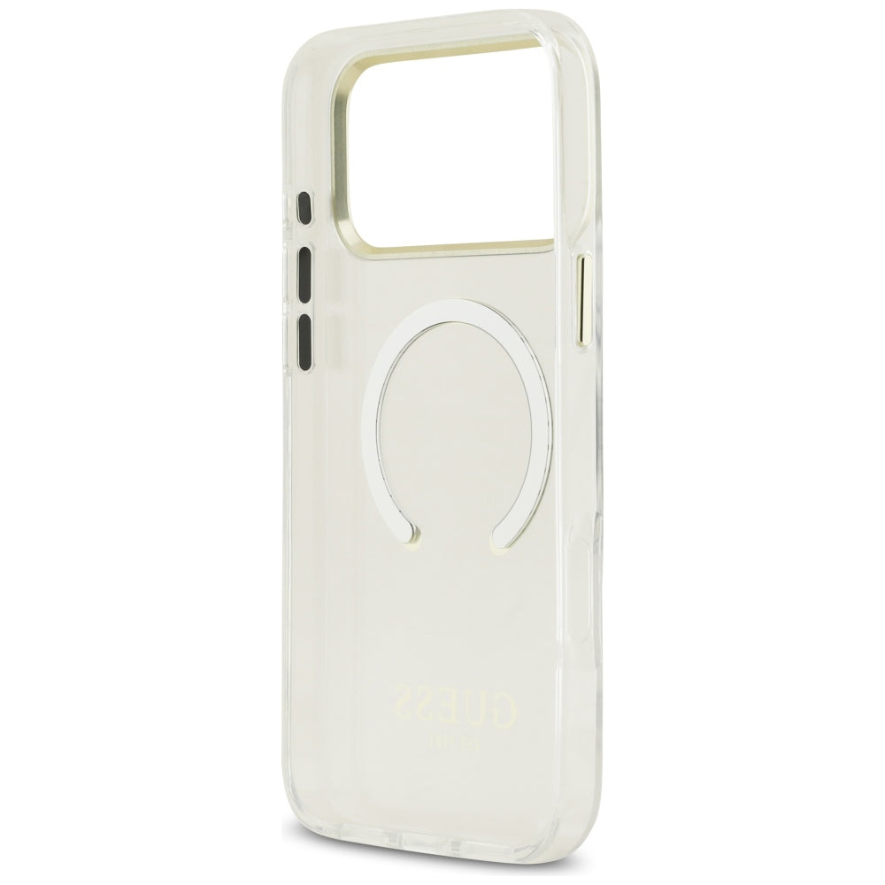 Funda MagSafe para Apple iPhone 18 Pro / 17 Pro, Guess, Contorno Metálico, Dorada