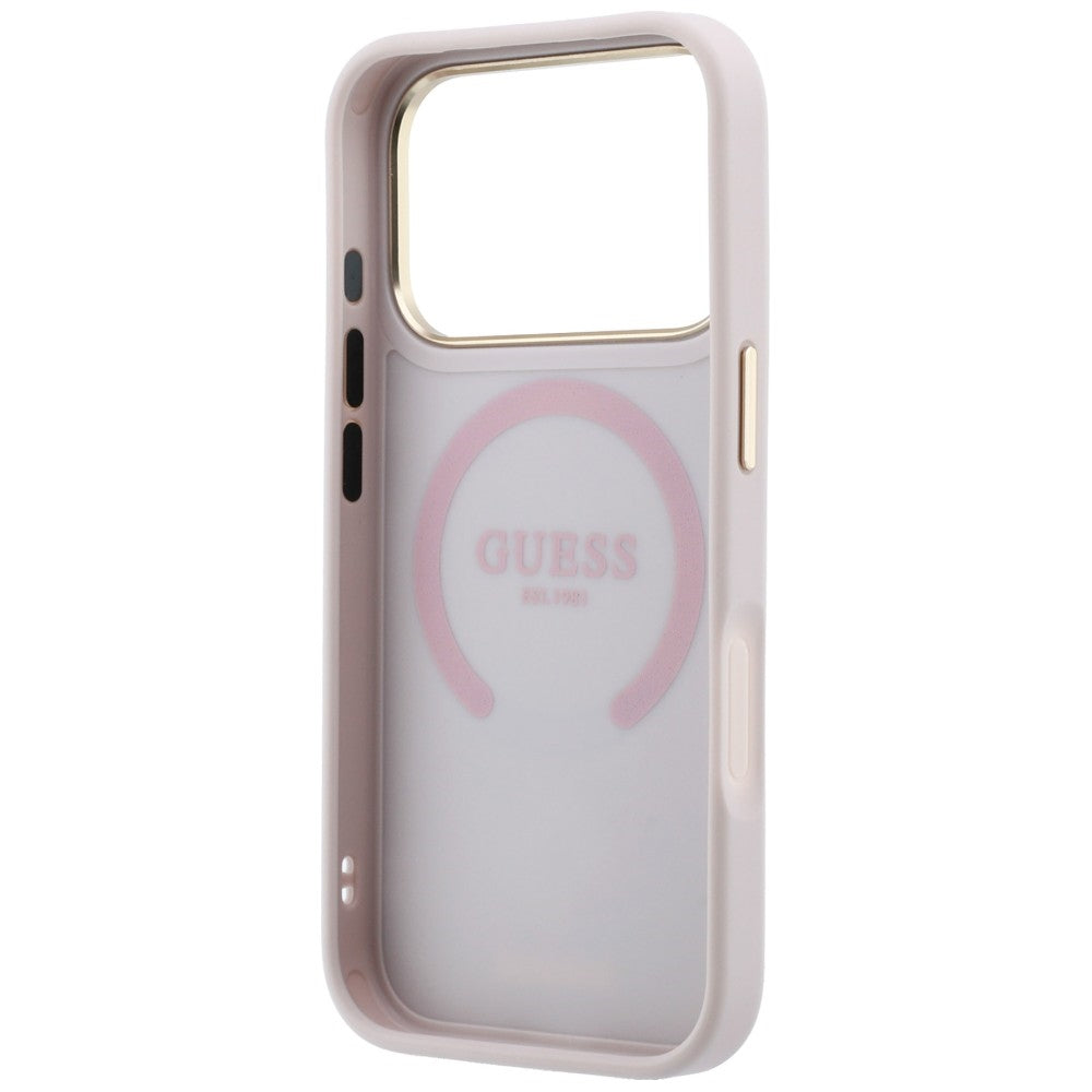 Funda MagSafe para Apple iPhone 18 Pro / 17 Pro, Guess, Stripe Peony 4G, Rosa