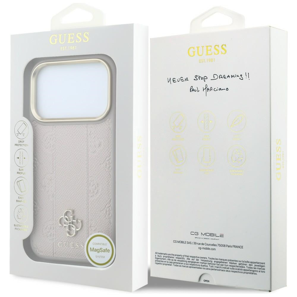 Funda MagSafe para Apple iPhone 18 Pro / 17 Pro, Guess, Stripe Peony 4G, Rosa