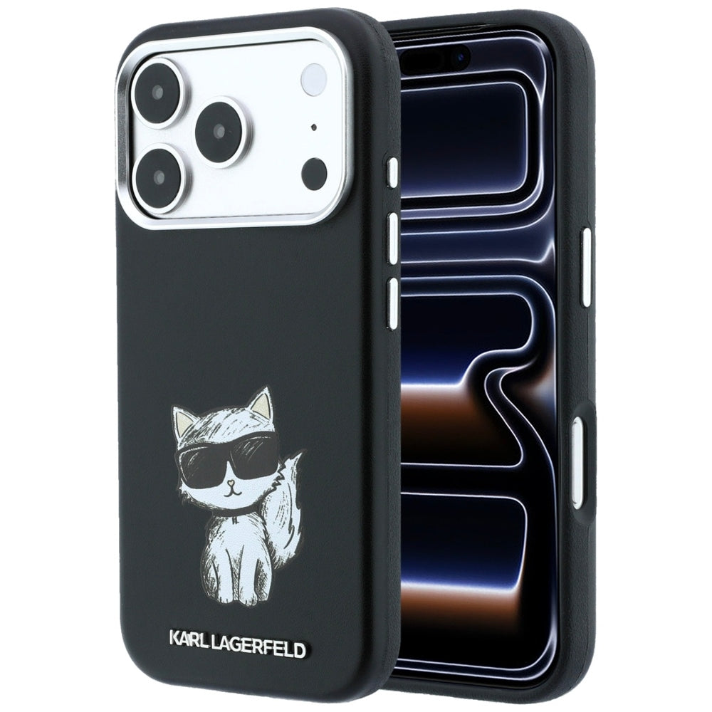 Funda MagSafe para Apple iPhone 18 Pro / 17 Pro, Karl Lagerfeld, Choupette Sketch, Negra
