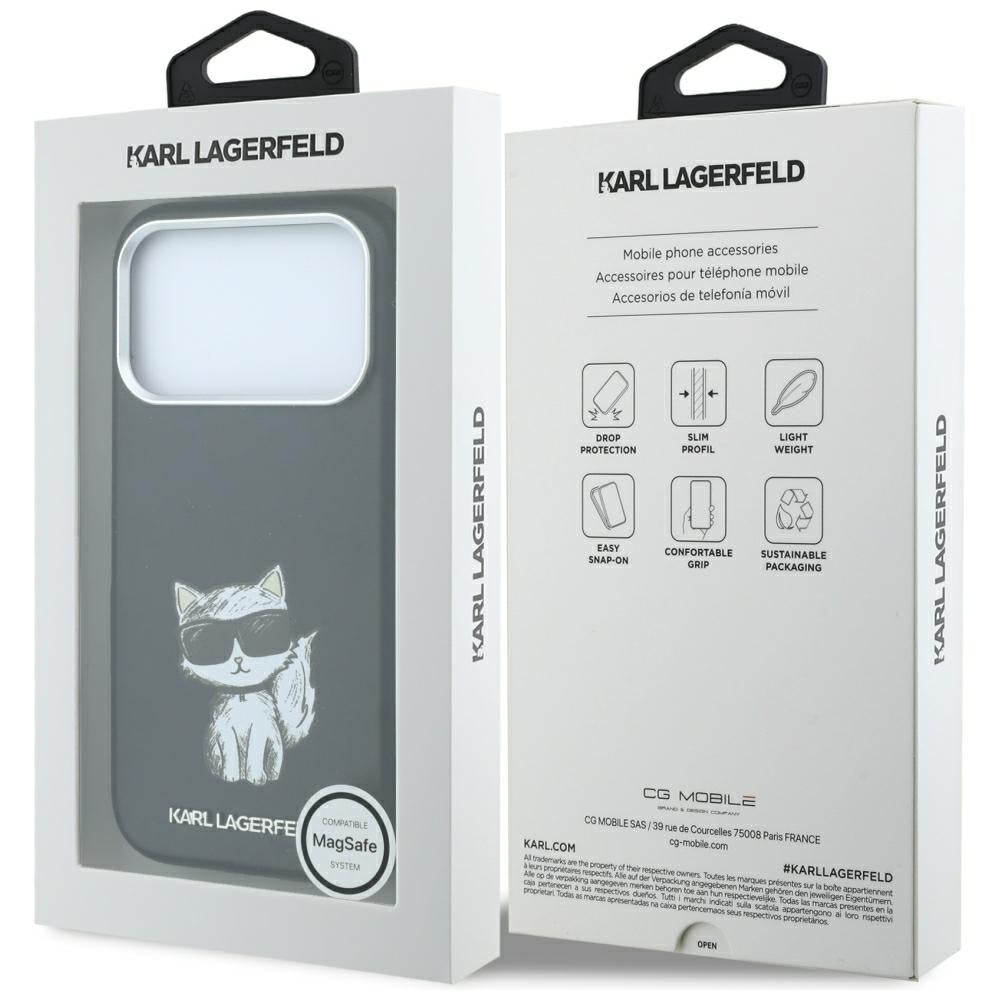 Funda MagSafe para Apple iPhone 18 Pro / 17 Pro, Karl Lagerfeld, Choupette Sketch, Negra