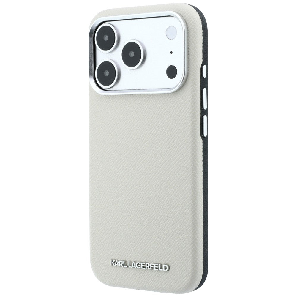 Funda MagSafe para Apple iPhone 18 Pro / 17 Pro, Karl Lagerfeld, Logo Alargado Granulado, Beige